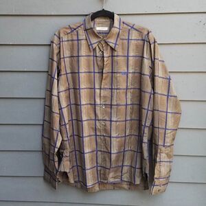 NWOT Vintage Men's Burberry Navy Brown Plaid Shirt size Large